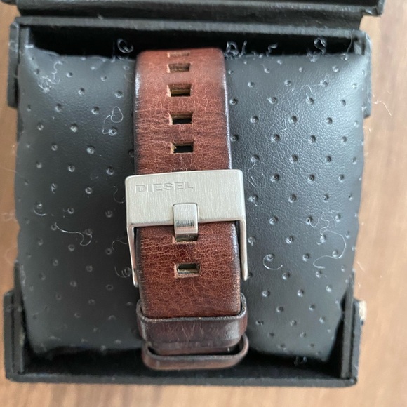 Mens brown leather & blue dial Diesel watch - Picture 2 of 7